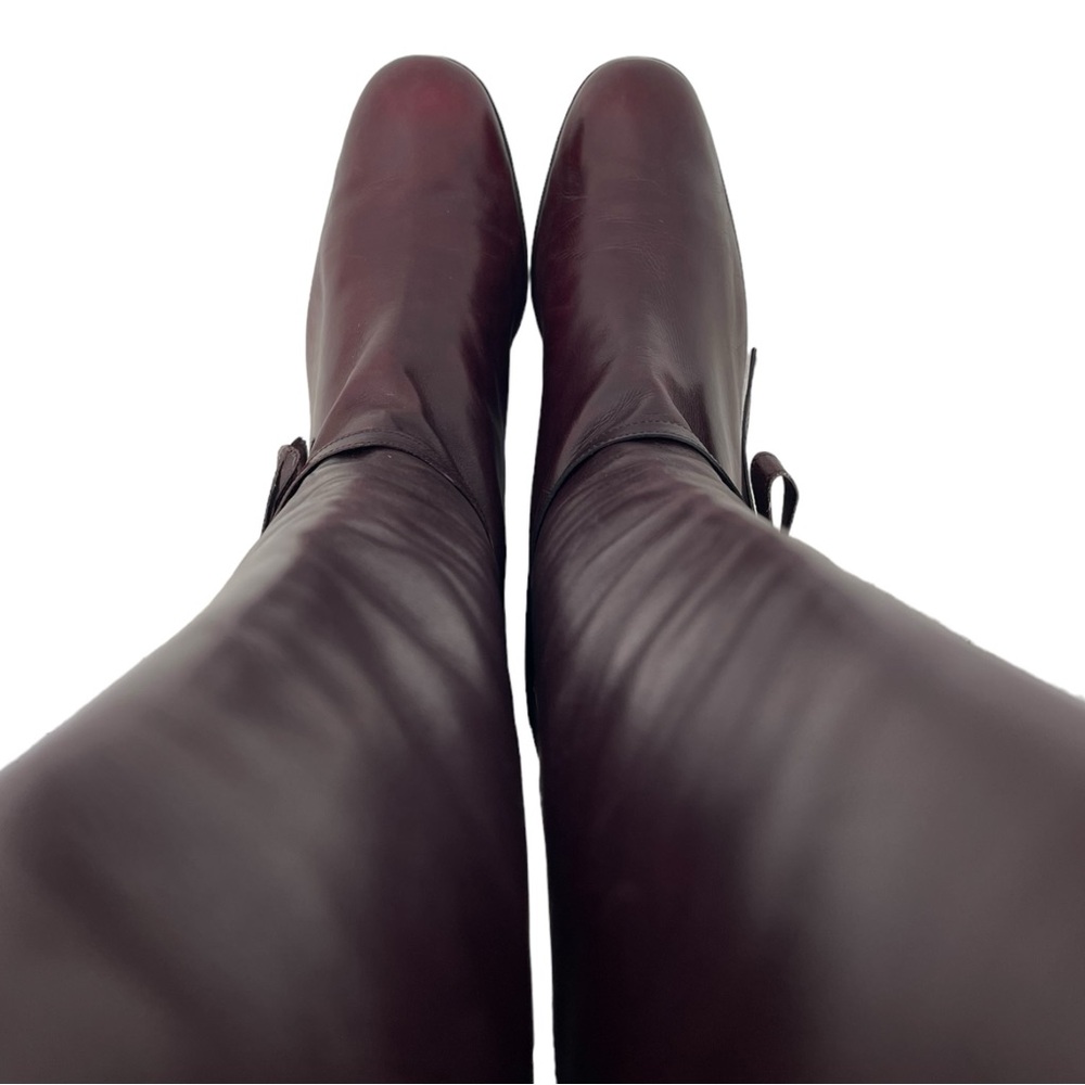 Vintage 70s SALVATORE FERRAGAMO Womens 9.5 Leather Knee High Riding Boots Bow - Picture 13 of 16